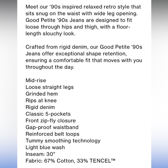 Good American GOOD PETITE ’90s JEANS | 10/30 | NWT | Light Wash Blue 142 - Picture 11 of 13